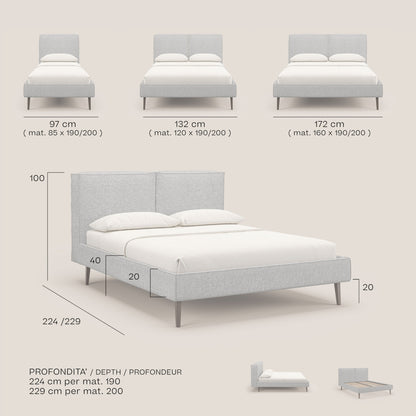 Isotta letto imbottito completamente sfoderabile in morbido tessuto impermeabile T10 blu 
