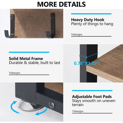 Entryway Coat Rack Shoe Bench Set, Industrial Hall Tree Coat Shoe Rack