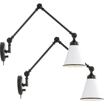 WINGBO Industrial Swing Arm Wall Sconce with Metal Shade,2-Pack...
