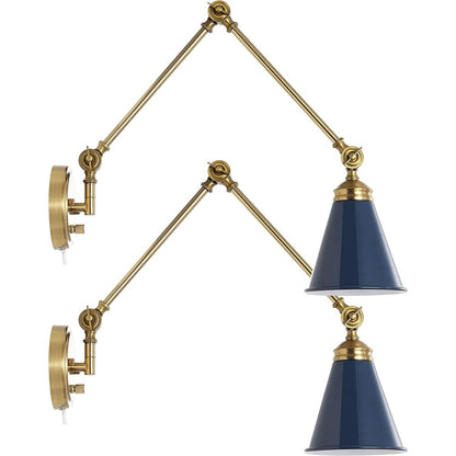 WINGBO Industrial Swing Arm Wall Sconce with Metal Shade,2-Pack...