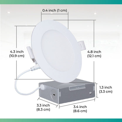 Infibrite 4 Inch Wifi Smart Ultra-Slim LED Ceiling Mount Recessed Light 9W 810LM Dimmable Retrofit with Junction Box