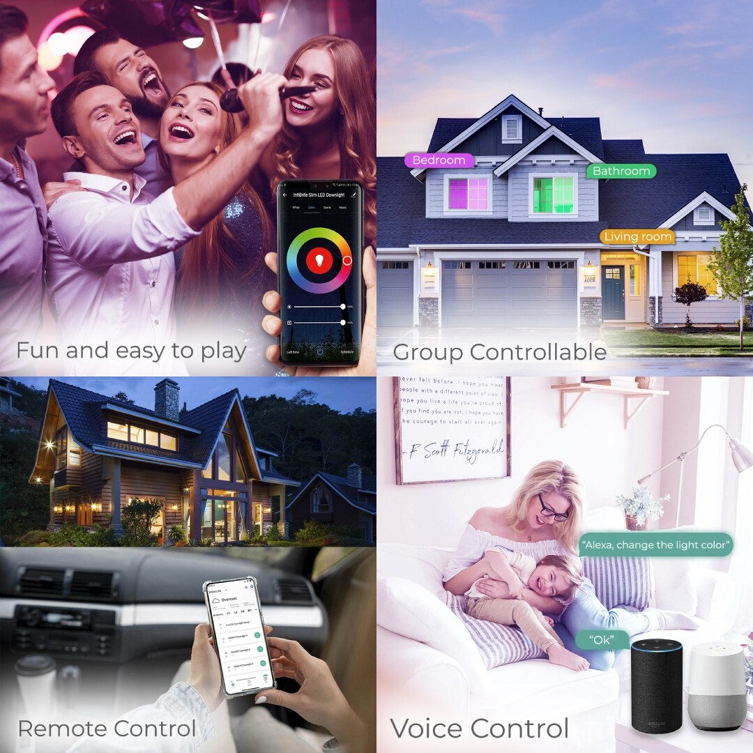 Infibrite 4 Inch Wifi Smart Ultra-Slim LED Ceiling Mount Recessed Light 9W 810LM Dimmable Retrofit with Junction Box