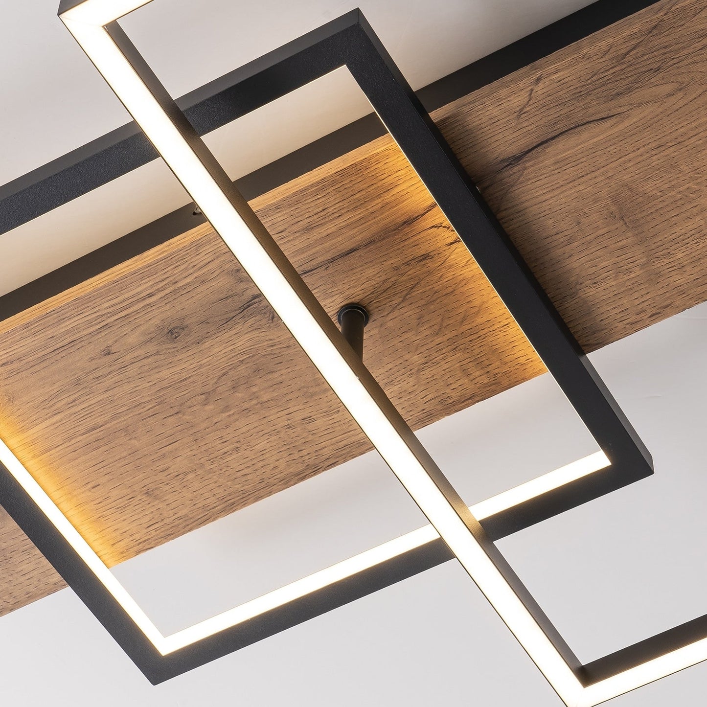 Integrated LED Rectangle Wood Semi Flush Mount Ceiling Light for Hallway Foyer