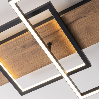 Integrated LED Rectangle Wood Semi Flush Mount Ceiling Light for Hallway Foyer