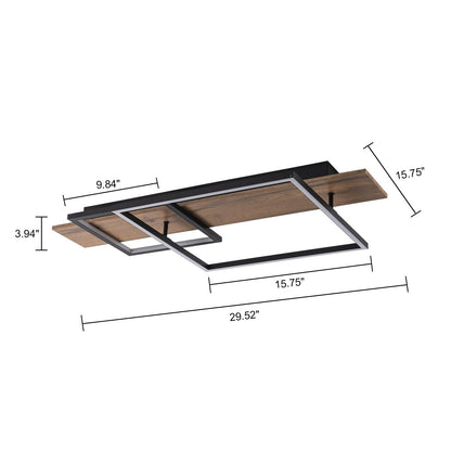 Integrated LED Rectangle Wood Semi Flush Mount Ceiling Light for Hallway Foyer
