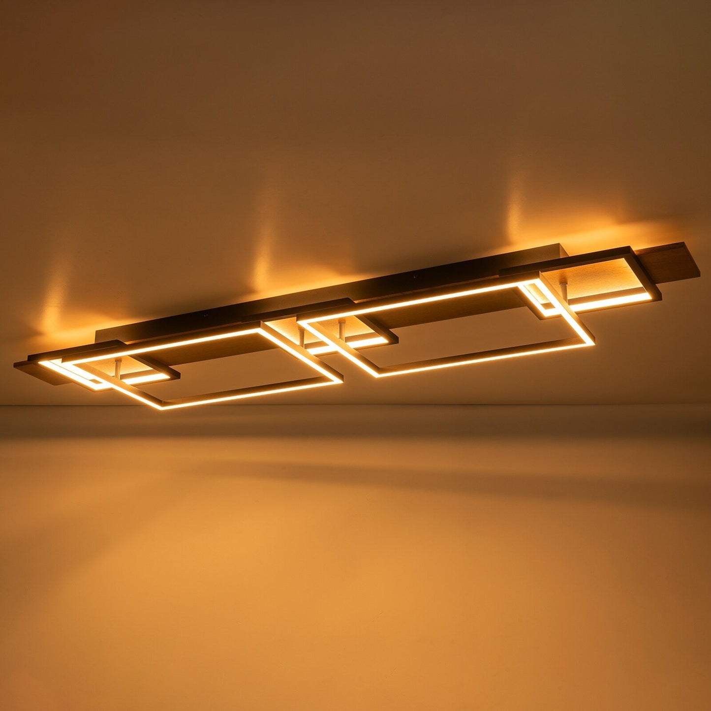 Integrated LED Rectangle Wood Semi Flush Mount Ceiling Light for Hallway Foyer