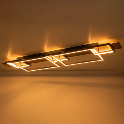Integrated LED Rectangle Wood Semi Flush Mount Ceiling Light for Hallway Foyer