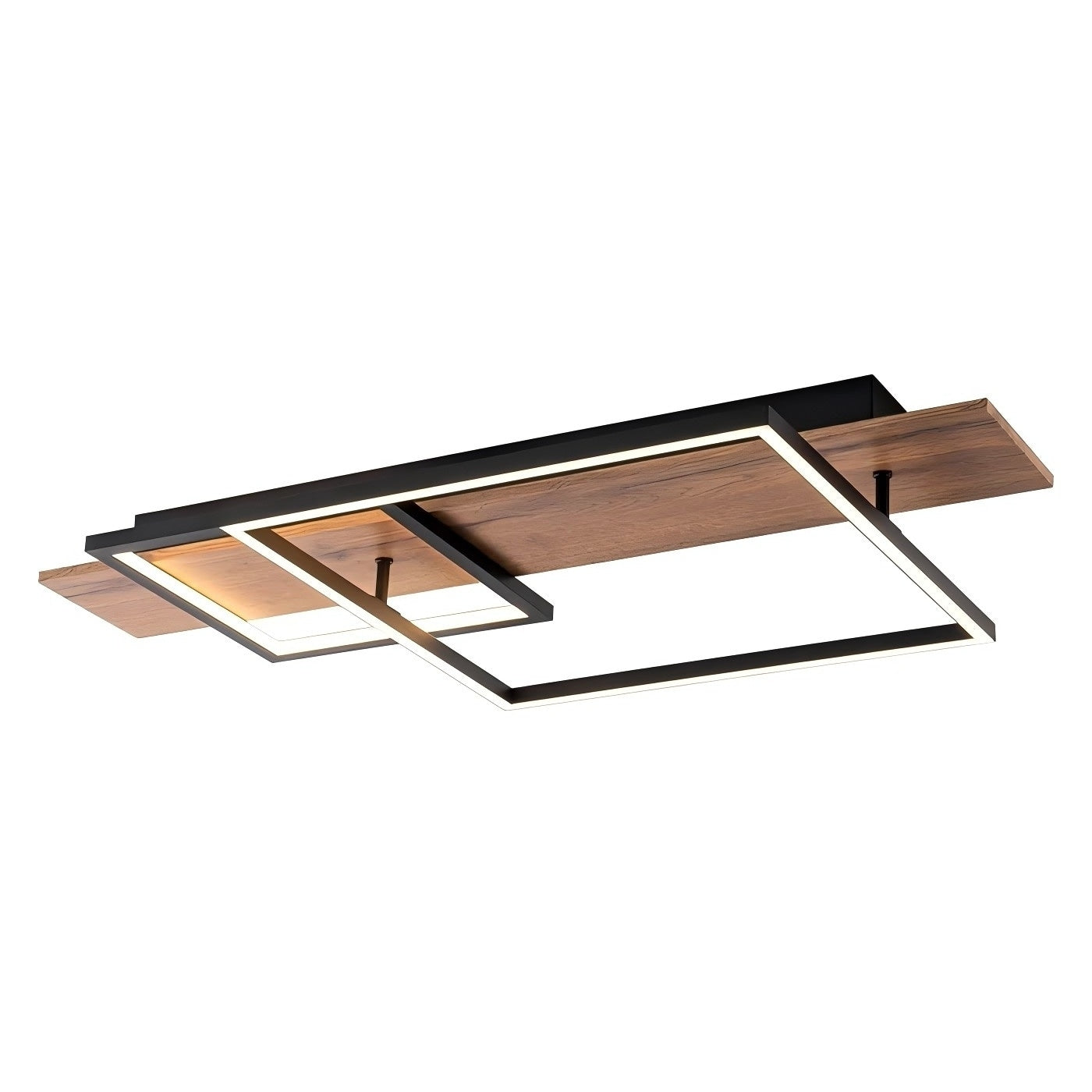 Integrated LED Rectangle Wood Semi Flush Mount Ceiling Light for Hallway Foyer