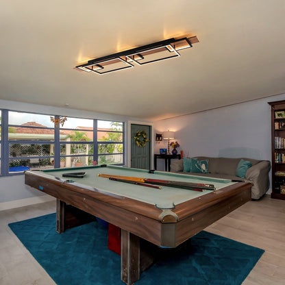 Integrated LED Rectangle Wood Semi Flush Mount Ceiling Light for Hallway Foyer