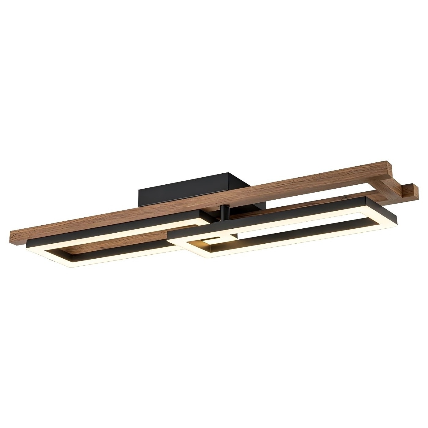 Integrated LED Rectangle Wood Semi Flush Mount Ceiling Light for Hallway Foyer