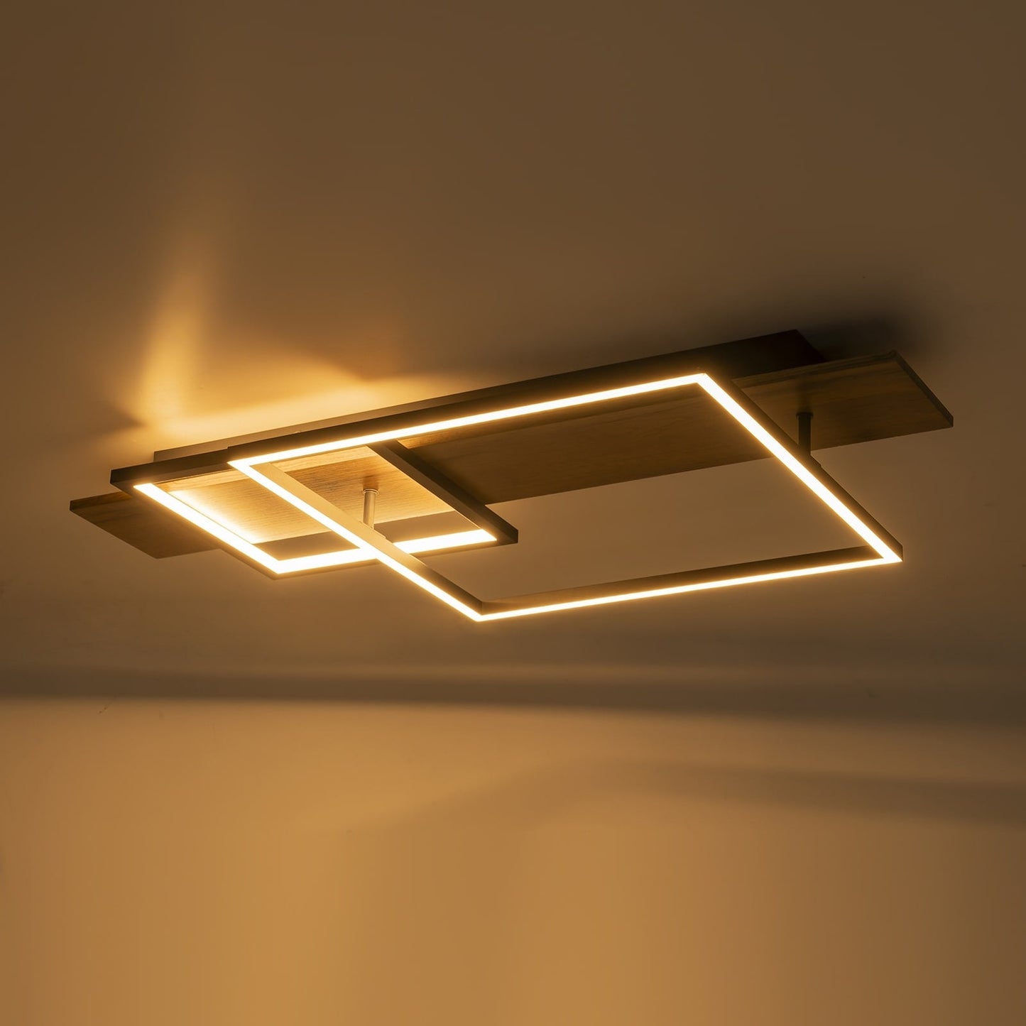 Integrated LED Rectangle Wood Semi Flush Mount Ceiling Light for Hallway Foyer