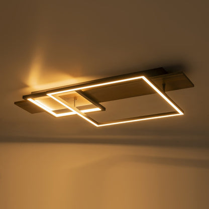 Integrated LED Rectangle Wood Semi Flush Mount Ceiling Light for Hallway Foyer