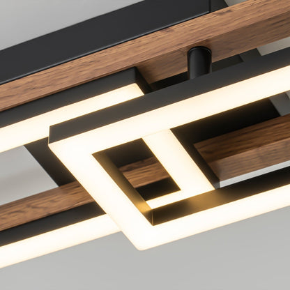 Integrated LED Rectangle Wood Semi Flush Mount Ceiling Light for Hallway Foyer