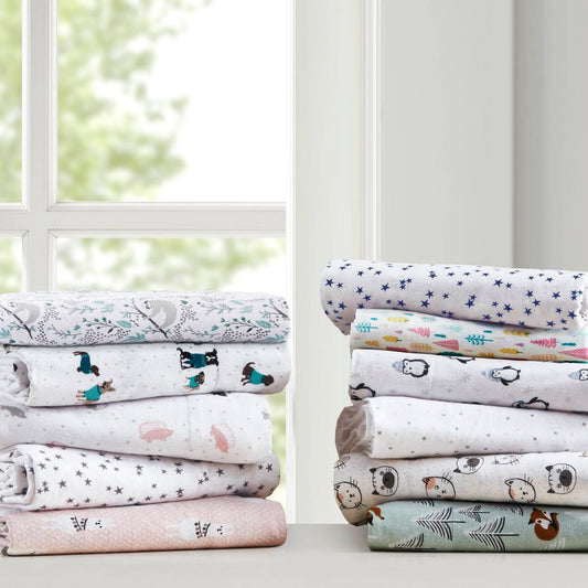 Intelligent Design Cozy Soft Cotton Flannel Printed Sheet Set