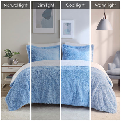 Intelligent Design Effie Shaggy Fur Reversible Comforter Set