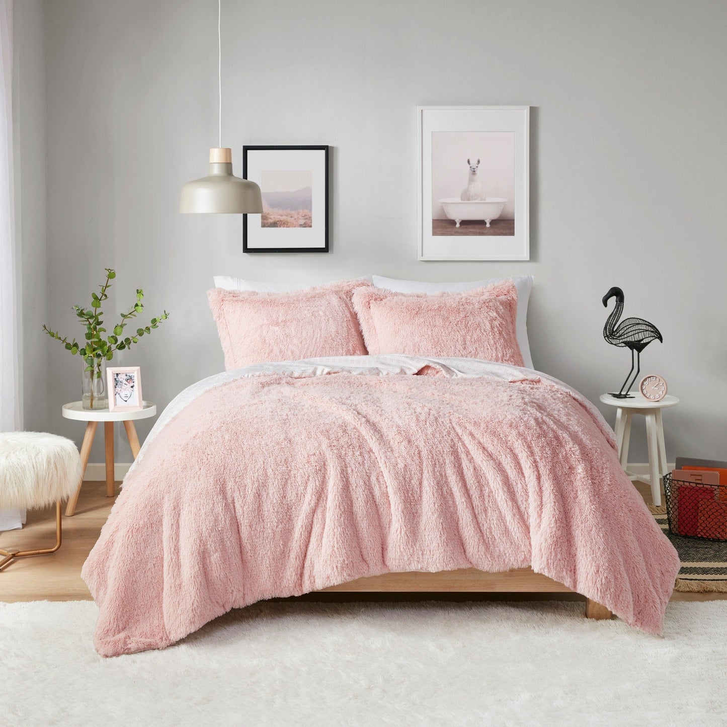 Intelligent Design Effie Shaggy Fur Reversible Comforter Set