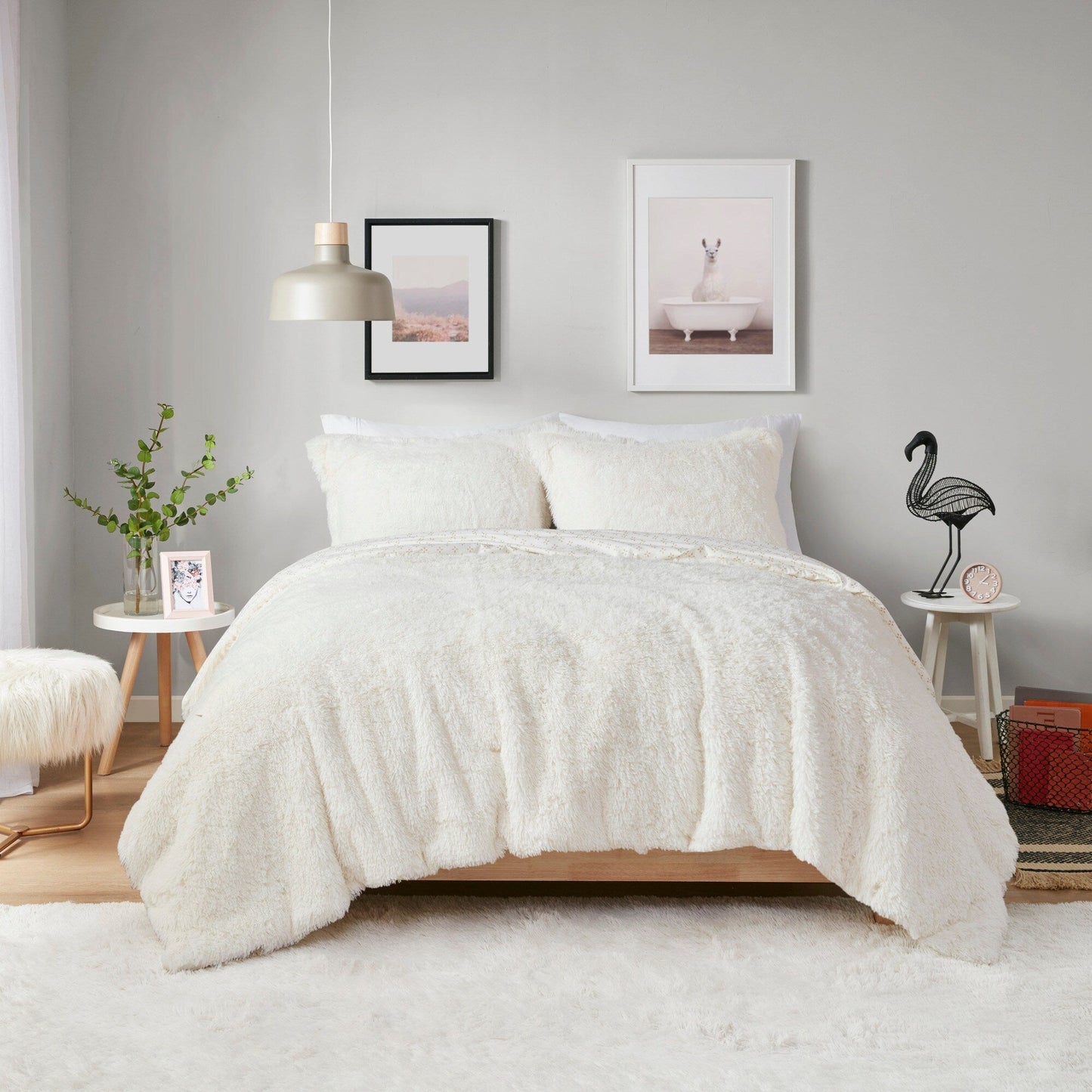 Intelligent Design Effie Shaggy Fur Reversible Comforter Set