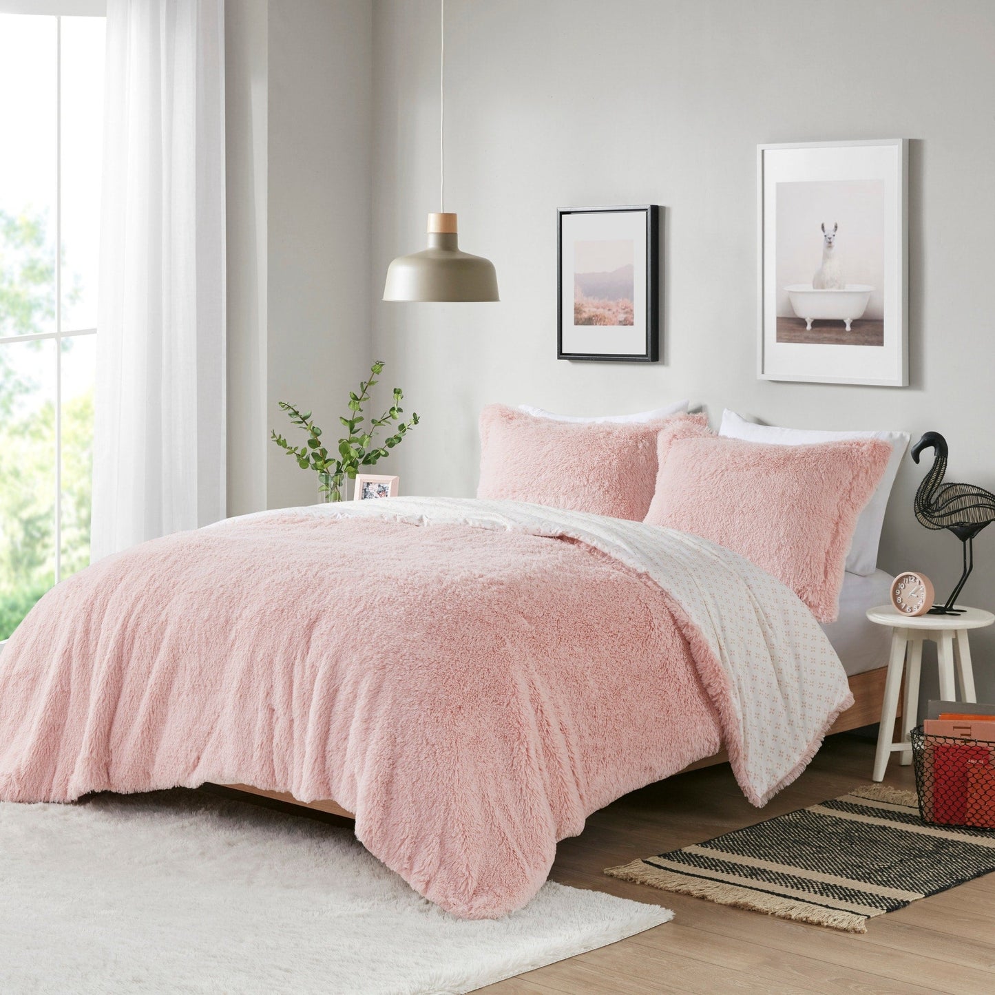 Intelligent Design Effie Shaggy Fur Reversible Comforter Set