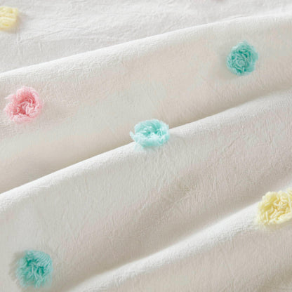 Intelligent Design Kids Ensley Pom Pom Cotton Jacquard Quilt Set with Throw Pillows