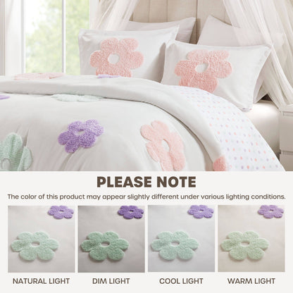 Intelligent Design Kids Madeline Floral Reversible Tufted Chenille Duvet Cover Set