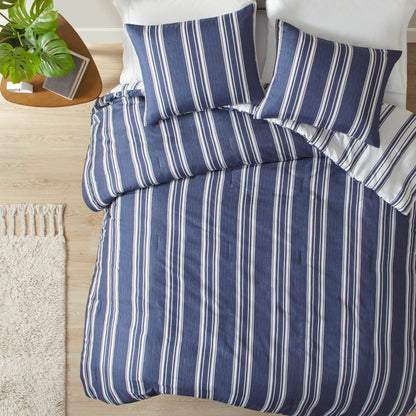 Intelligent Design Miles Navy Striped Reversible Comforter Set