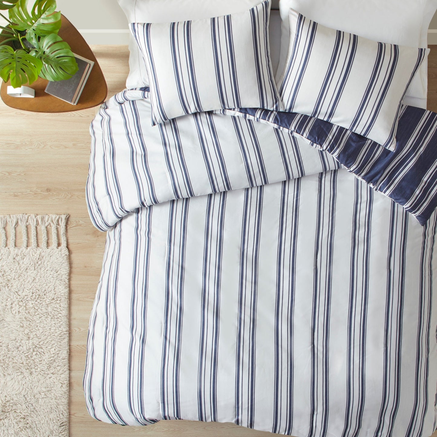 Intelligent Design Miles Navy Striped Reversible Comforter Set