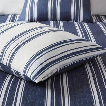 Intelligent Design Miles Navy Striped Reversible Comforter Set