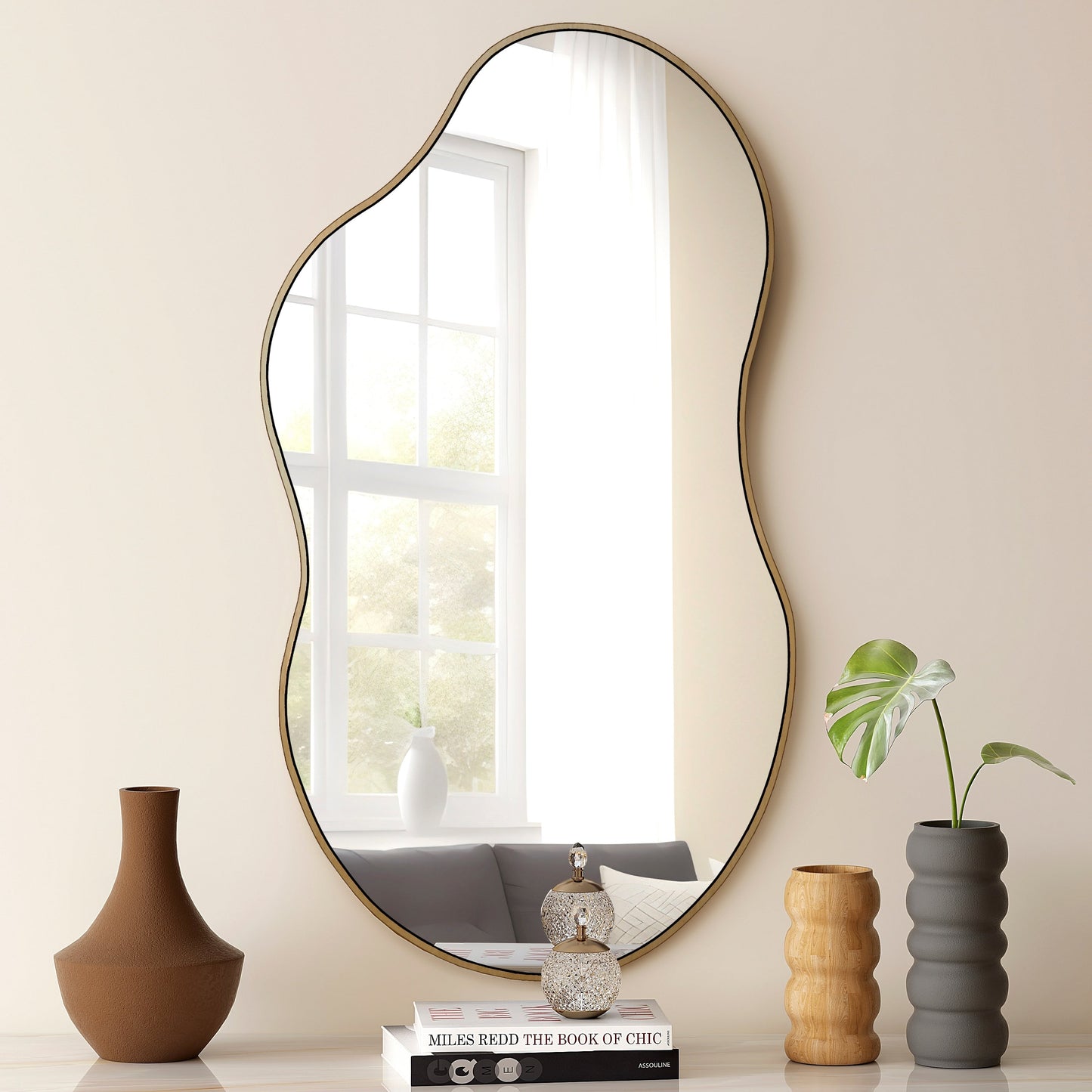 Irregular Wavy Antique Wall Mirror - 35.8×21.7