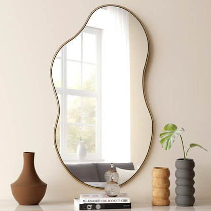 Irregular Wavy Antique Wall Mirror - 35.8×21.7