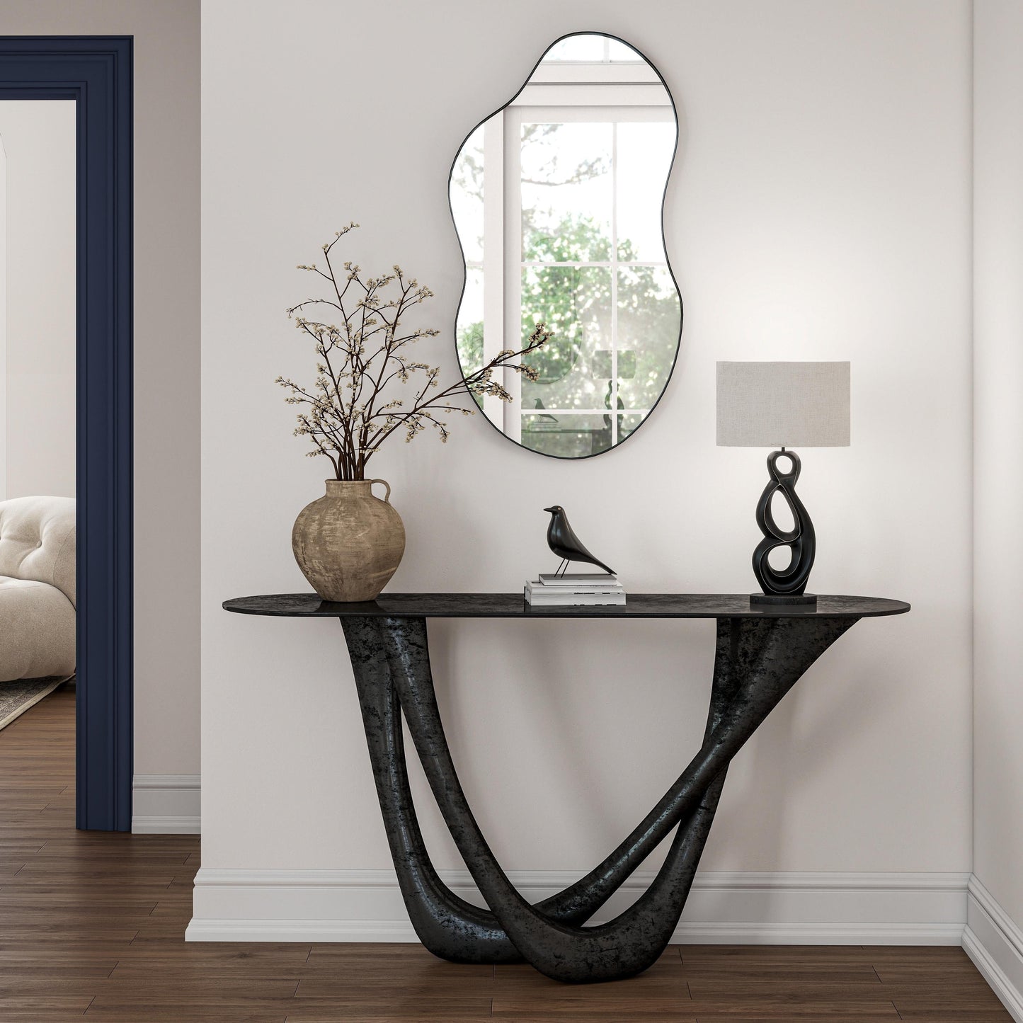 Irregular Wavy Antique Wall Mirror - 35.8×21.7