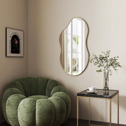 Irregular Wavy Antique Wall Mirror - 35.8×21.7