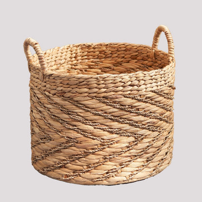 Isidore Round Water Hyacinth Seagrass Woven Basket for Home Storage