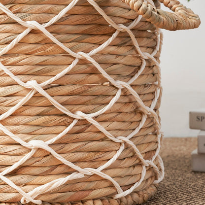 Isidore Round Water Hyacinth Seagrass Woven Basket for Home Storage