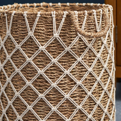 Isidore Round Water Hyacinth Seagrass Woven Basket for Home Storage