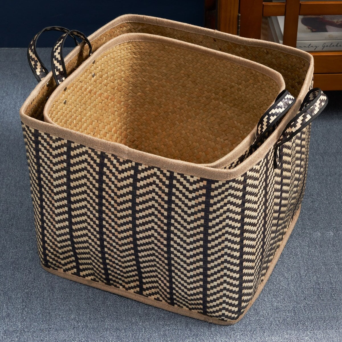 Isidore Round Water Hyacinth Seagrass Woven Basket for Home Storage