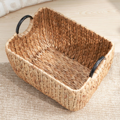 Isidore Round Water Hyacinth Seagrass Woven Basket for Home Storage