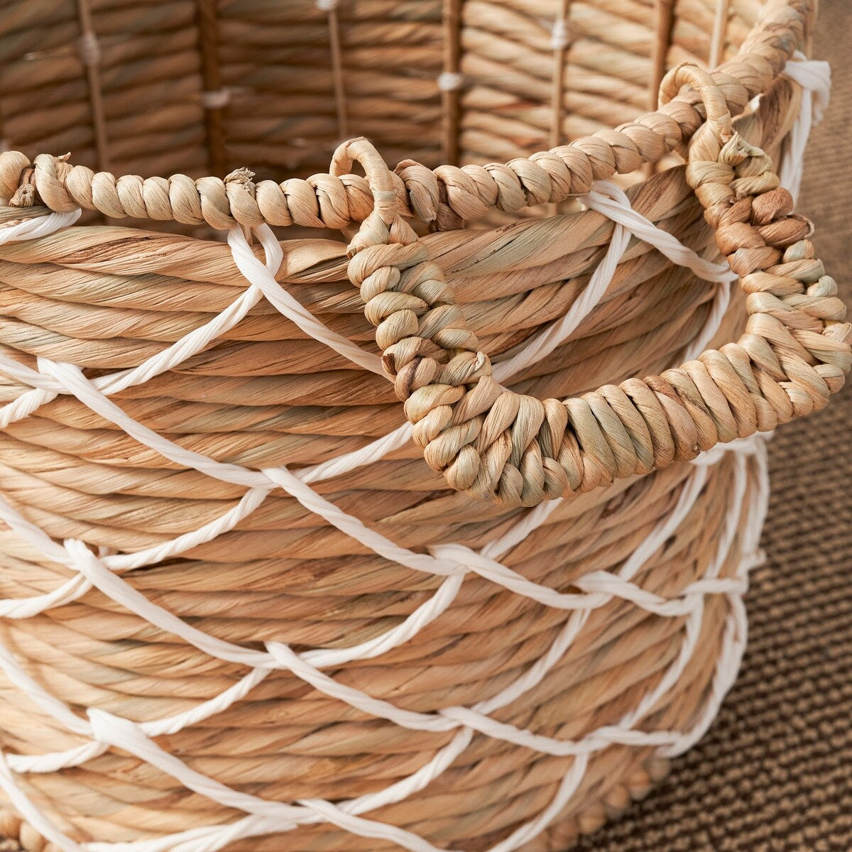 Isidore Round Water Hyacinth Seagrass Woven Basket for Home Storage
