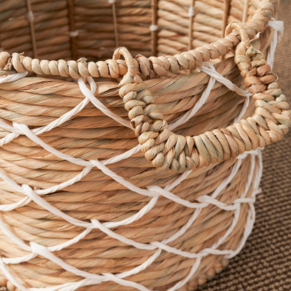 Isidore Round Water Hyacinth Seagrass Woven Basket for Home Storage