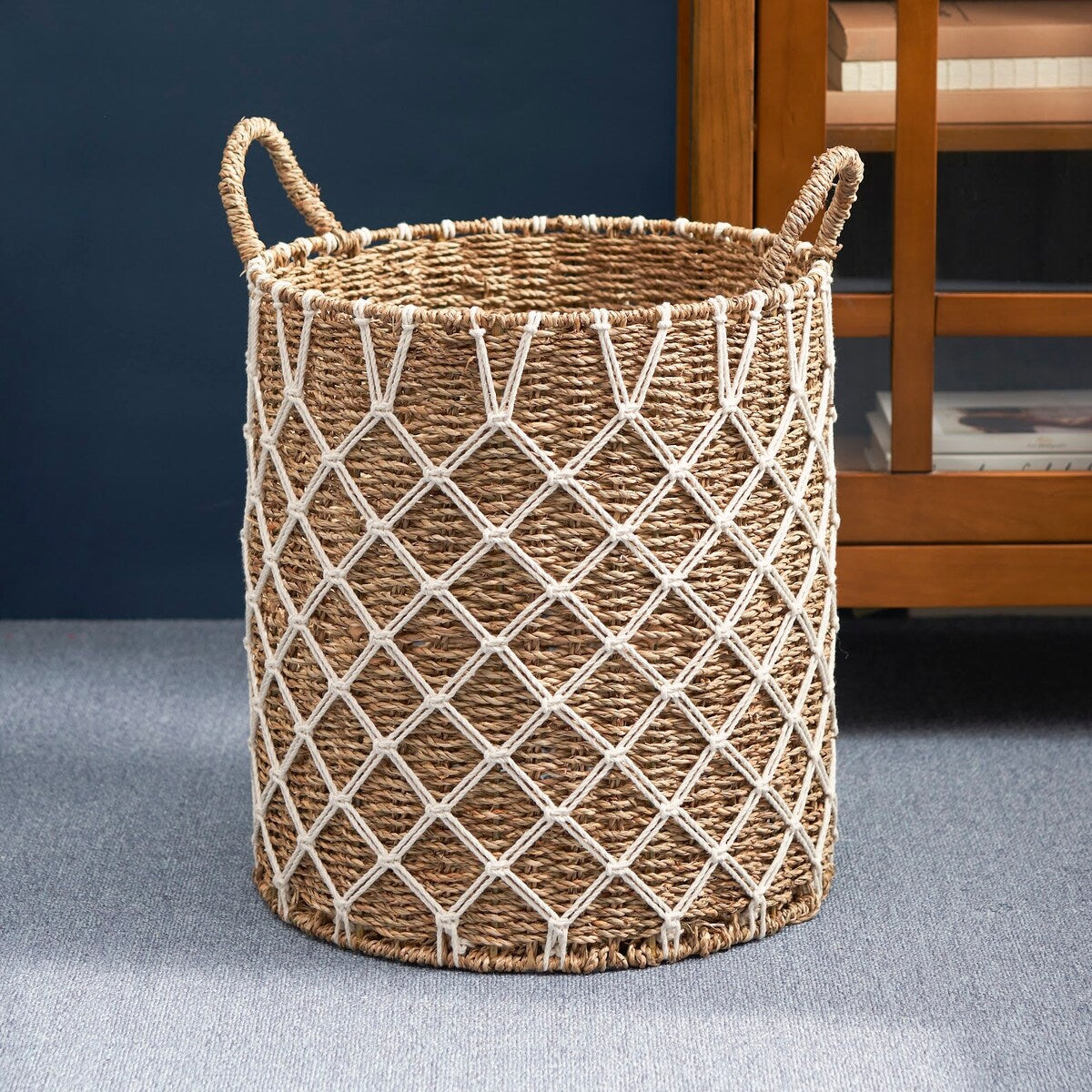 Isidore Round Water Hyacinth Seagrass Woven Basket for Home Storage