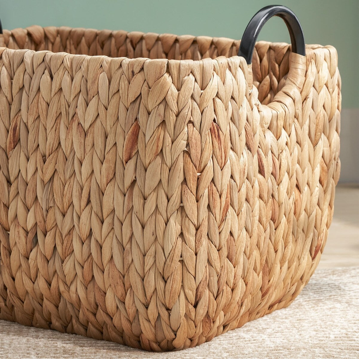 Isidore Round Water Hyacinth Seagrass Woven Basket for Home Storage