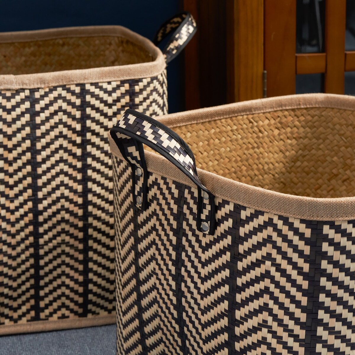 Isidore Round Water Hyacinth Seagrass Woven Basket for Home Storage