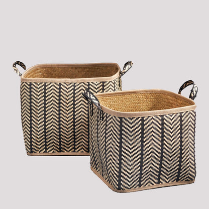 Isidore Round Water Hyacinth Seagrass Woven Basket for Home Storage