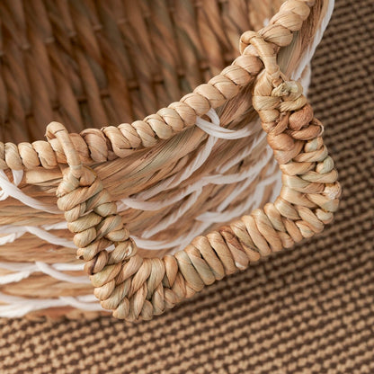 Isidore Round Water Hyacinth Seagrass Woven Basket for Home Storage