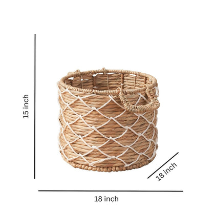 Isidore Round Water Hyacinth Seagrass Woven Basket for Home Storage