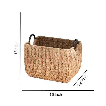 Isidore Round Water Hyacinth Seagrass Woven Basket for Home Storage