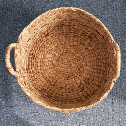 Isidore Round Water Hyacinth Seagrass Woven Basket for Home Storage