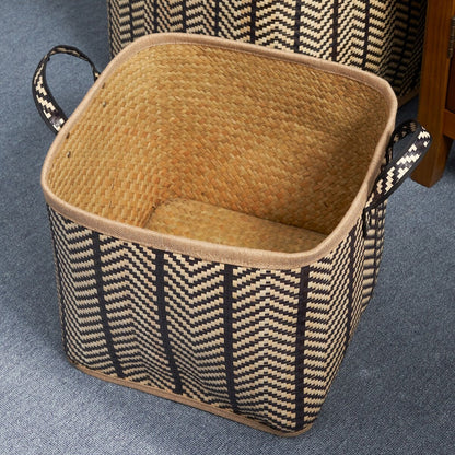 Isidore Round Water Hyacinth Seagrass Woven Basket for Home Storage