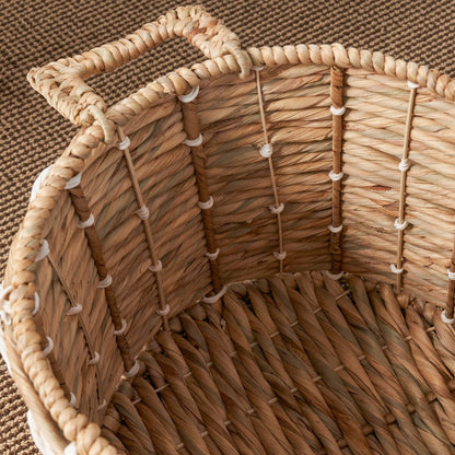 Isidore Round Water Hyacinth Seagrass Woven Basket for Home Storage