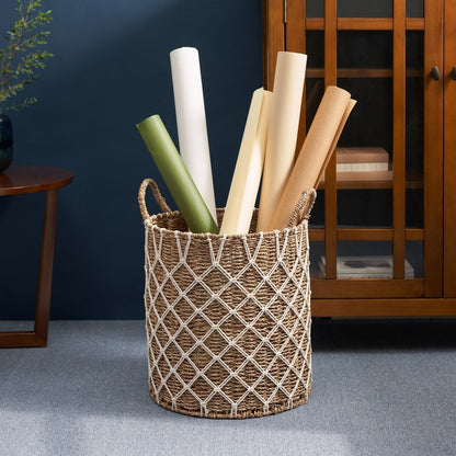 Isidore Round Water Hyacinth Seagrass Woven Basket for Home Storage