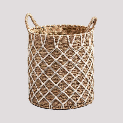 Isidore Round Water Hyacinth Seagrass Woven Basket for Home Storage
